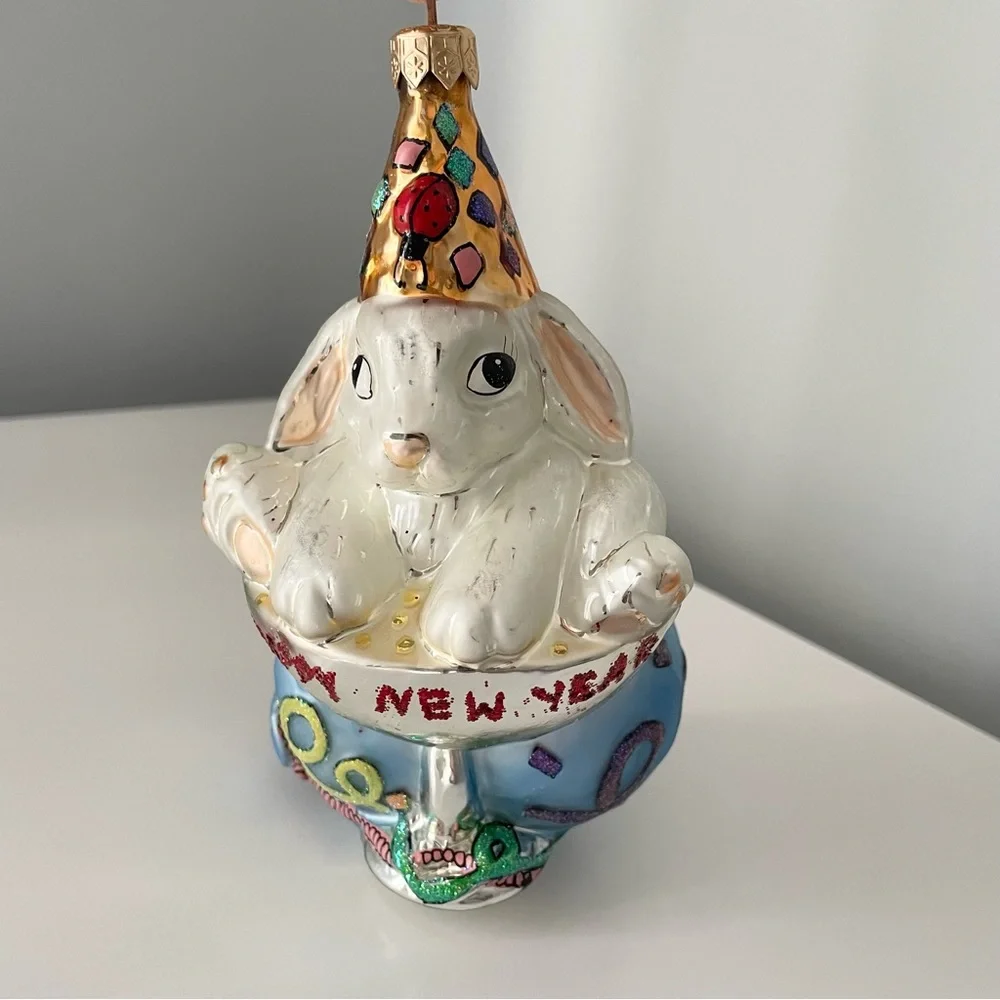 Bubbly Bunny Happy New Year Ornament by Christopher Radko